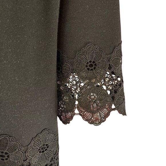 Talbots Black 3/4 Sleeve Lace Trim Sweatshirt Size Medium - Picture 4 of 7